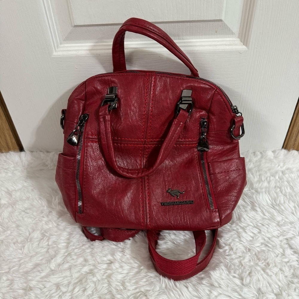 Red Multifunction Shoulder Bag - Picture 3 of 9